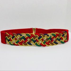 Vintage Colorful Woven Elastic Gold Glasp Belt